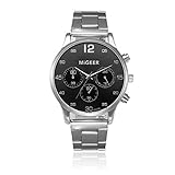 SoonerQuicker Analoge Quarz-Armbanduhr der Art- und Weisemann Kristalledelstahl (Black)
