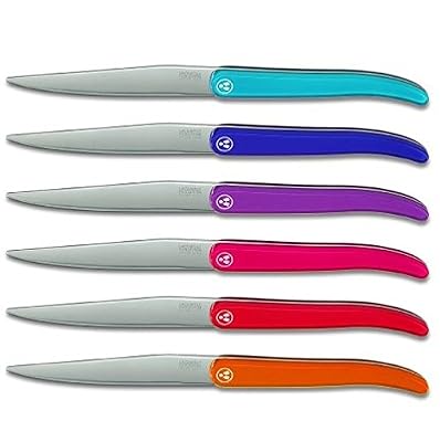 Laguiole Production - 443880 - Coffret cadeau de 6 Couteaux Steak table Laguiole ACIDULE Multicolor- Coloris aléatoire