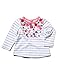 M&Co Baby Girl Long Sleeve Breton Stripe Floral Print Cotton Jersey Top White 2/3 Yr