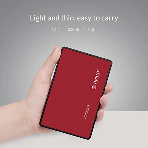 ORICO – 2.5 zoll USB 3.0 festplatten Gehäuse für 9.5mm & 7mm 2.5 zoll SATA SSD HDD mit USB3.0 Kabel Werkzeuglose HDD Installation-Rot - 7