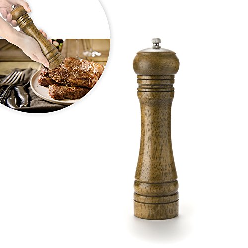 Eicheholz Pfeffermühle Salzmühle Gewürzmühle FOXAS mit Keramik Mahlwerk 2er-Set (8-inch& 5-inch) - 3