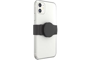 PopSockets: Agarre y Soporte Móvil PopGrip Slide Stretch sin Adhesivo con Bordes Cuadrados y Top Intercambiable - Compatible con la mayoría de smartphoness - Black