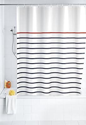 WENKO 20964100 Rideau de Douche 180x200 Marine Blanc