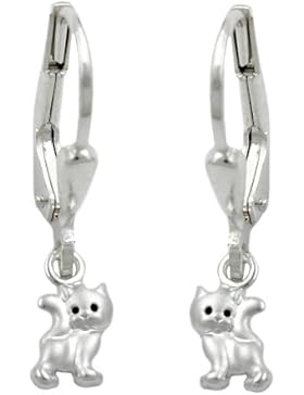 Unbespielt Ohrstecker Brisur Katze matt glänzend Damen Kinder 925 Silber 21 x 5 mm inklusive Schmuckbox Ohrschmuck...