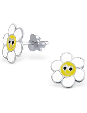 Bungsa© Kinder-Ohrstecker BLÜMCHEN aus STERLING SILBER 925 - süßes Ohrringe Set mit BLUMEN für Damen & Kinder...
