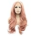 Arimika Wig 26inch Long Wavy Layered Pink Heat Safe Synthetic Hair Lace Front Wigs Decent Parting Space Transparent Lace For White Or Pale Scalp