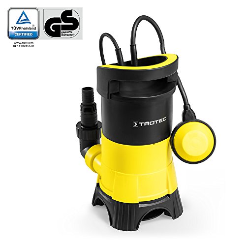 TROTEC TWP 4025 E Schmutzwasser Klarwasser Tauchpumpe, 400 Watt Leistung, bis zu 7.500 Liter Wasser (max. 5 m Tiefe) , Fremdkörper bis 25 mm, Automatisches Ein- und Ausschalten dank des stufenlos einstellbaren Schwimmschalters