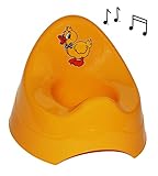 Töpfchen / Nachttopf - mit Musik / Sound - groß - mit großer Lehne + Spritzschutz - " lustige Ente - gelb " - Babytöpfchen / Kindertopf / Lerntöpfchen - Toilettentrainer Klositz WC Sitz Toilettensitz Babytopf Rückenlehne - für Kinder Mädchen Jungen
