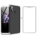 Produktbild HuaXin XiaomiMi 8 Hülle,3 in 1 Modisch Ultradünn PC 360 °All-Inclusive-Schutz Hartschale+Gehärtetes Glas Schutzfolie Suitable for XiaomiMi 8Schwarz+Silber