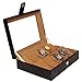 Leather World Black Watch Box Case for 10 Watches Transparent Lid (Guaranteed High Quality PU Leather) RS.1289.00