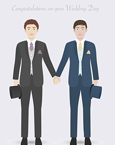 Gay Handsome Grooms - Brown Hair (Light Skin Couple) - gay wedding card - gay wedding gift - gay wedding gifts for men - same sex wedding card
