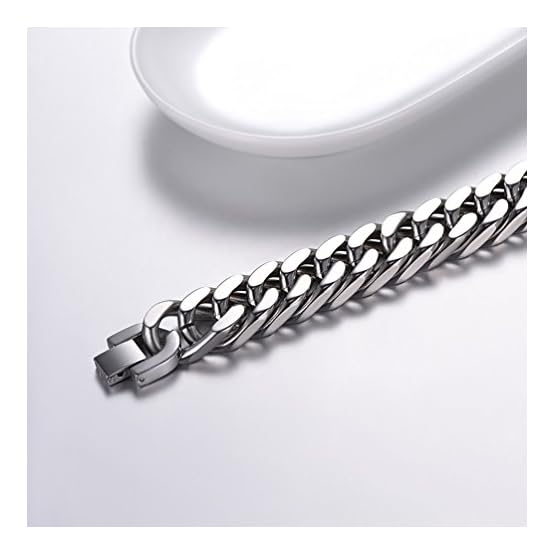 PROSTEEL Pulsera Cadena Cubana de Acero Inoxidable para Hombres Mujeres, Plateado Dorado Negro, Pulsera Metal Eslabones… - Imagen 6