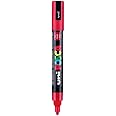 UNI-BALL Posca 5M 1.8-2.5 mm Bullet Shaped Paint Marker Pen | Reversible & Washable Tips | For Rocks Painting, Fabric, Wood, Canvas, Ceramic, Scrapbooking, DIY Crafts | Red Ink, Pack of 1