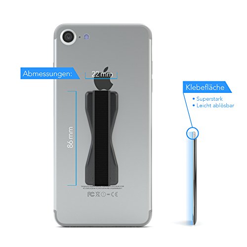 EAZY CASE Premium Finger-Halterung fÃ¼r Apple Smartphone 7 Plus, Samsung Galaxy S7 Edge, Sony Xperia X und mehr - Smartphone Halter fÃ¼r verbesserte Einhandbedienung in Schwarz