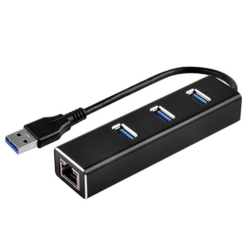 SilverStone SST-EP04 – 3-Port USB 3.1 Hub, Gen 1 Type A mit RJ45 Gigabit Ethernet Netzwerk Adapter, Aluminium - 3