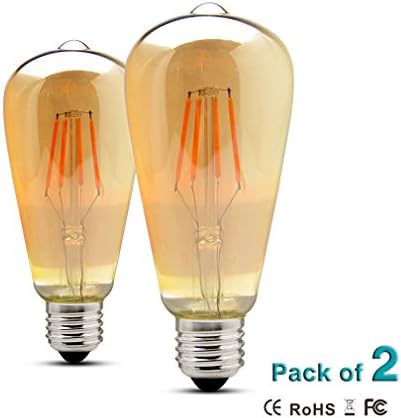 Bqhy Edison Bulbs E27 4W 220V 230V Equite 40w Filament bulb Decorative Light Bulbs ST64 Vintage Retro Light Bulb Squirrel Cage Tungsten Bulb, Pack of 2