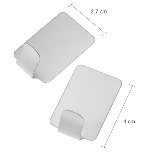 Rovtop 10 Stück selbstklebend Haken Wasserdichte 304 Edelstahl Haken für Küche Badetücher etc. Silber - 4