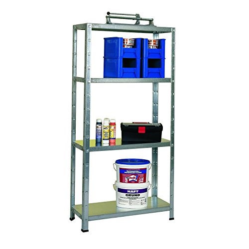 Regal Steckregal verzinkt Metall 137x75x30cm Regalsystem Steckregalsystem 4 Metall-Böden Traglast 200kg einfache Montage durch Stecksystem kein Verschrauben Schulte - 2