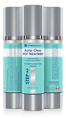 NEW! Advanced Acne Spot Treatment - Naturally Organic - Made in Canada - Large 50ml / 1.7oz Bottle - Targeted Acne-Clear Skincare for You Face - Treatment For Women and Men - Excellent for Sensitive Skin to Reduce Acne & Scars - Step 2 of 3