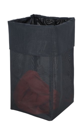 WENKO 2780004100 Wäschesammler Lifetime Schwarz L – Wäschekorb, Weboptik, Fassungsvermögen 54 L, Kunststoff – Polyester, 30 x 56 x 30 cm, Schwarz - 3