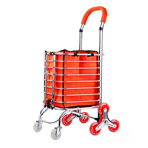 Preisvergleich Produktbild Kletterwagen, Alter Mann Kaufen Lebensmittelwagen Kleiner Einkaufswagen Einkaufswagen Treppensteigen Handwagen Klappwagen Trolley Car Home Kinderwagen (Farbe: ORANGE) (Farbe : Orange)