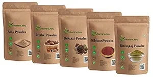 VITAMINUTES Bio Organic Amla Reetha Shikakai Hibiscus Bhringraj | Hair Growth | Anti-Dandruff | Hair Pack (40 gm Each) (200 gm)