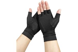 JESATA Copper Compression Arthritis Gloves, Best Copper Infused Gloves, Rheumatoid Osteoarthritis Wrist Support, Fingerless Arthritis Gloves, Pain Relief and Healing for Arthritis, Carpal Tunnel,1 Pair