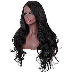 Thrift Bazaar Best Wigs with Bangs Long wavy Hair 100% natural looking Human Hair type fibre Wig for Women/Girls/Suitable for Cancer Patients.