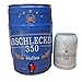 Produktbild Arschlecken 350 Männergedeck: 2-er- Set Partyfaß Bier KEG Hell 5l mit 5,2% vol Alk & Bierkrug aus Steingut 5l - by Sepp Bumsinger - Kultgeschenk Partygeschenk