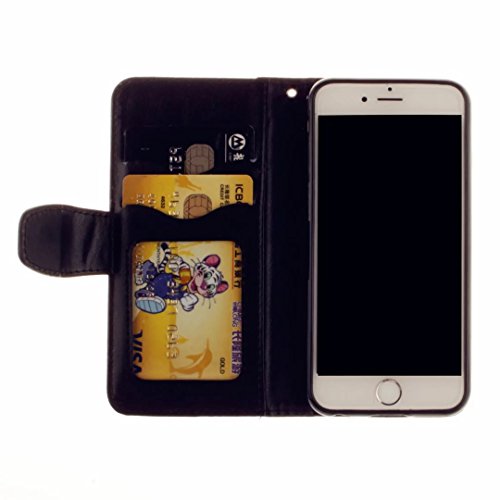 MUTOUREN Hülle für iPhone 7 4.7 Zoll Schutzhülle [Kratzfeste, Scratch-Resistant] Bookstyle PU Lader HandyHülle Tasche Wallet Flip Case Lederhülle Brieftasche mit Standfunktion Kartenfächer Magnetic schließt Painted Muster- Henna Indische Sonne Mandala Schwarz + Metall Stylus Stift - 5