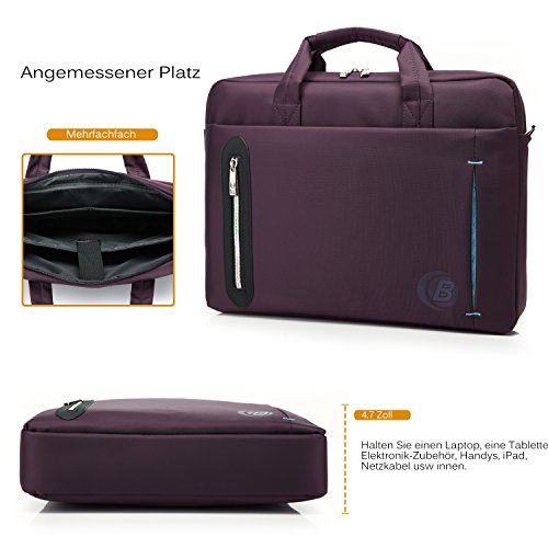 CoolBELL 17,3 Zoll Laptop Tasche mit Riemen mehrfachfach Messenger Bag Nylon Aktentasche für Männer / Damen,Violett - 5