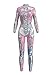 Produktbild URVIP Damen Halloween Jumpsuit Kostüm 3D Print Langarm Skinny Knochen Skeleton Catsuit Cosplay Skelett Overall Bodysuit Anzug Karneval Fasching BDS-97001 S