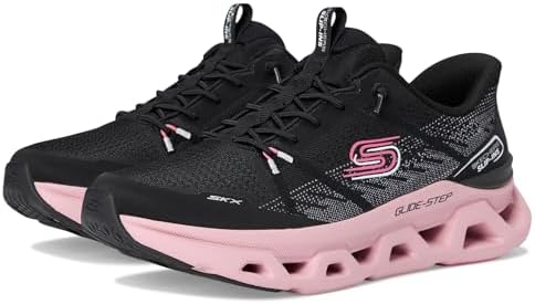 Skechers Donna Glide-Step Altus Fast Lane Slip-In ALLENATRICE, Black Mesh/Mauve Trim, 36.5 EU