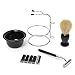 LuckyFine Men 4in1 Set Black Shave Stand + Bristle Brush + Bowl + Safety Razor Travel Gift