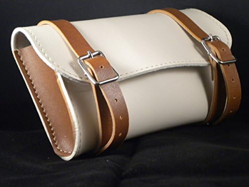 Bike Bicycle Bag Rear Saddle for Cycling in Simil Leather. Made in Italy. Colour Cream/Honey.