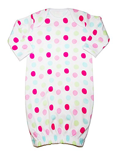 Girls multicoloured spots baby nightie with turn back scratch mitts - Baby Clothes