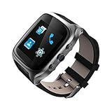 Lemumu MF 7 für Android Smart Watch 1 G 8 G große Speicher 600 mAh Super grosse Kapazität GPS-Positionierung 3G Smart Phone Watch, Schwarz