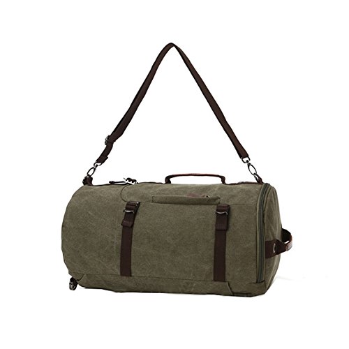 lanyou Canvas Rucksack Man Wandern Daypack Zylinder Rucksack perfekt für Reisen Gym Sport Outdoor Schule Tasche Grün armee-grün - 4