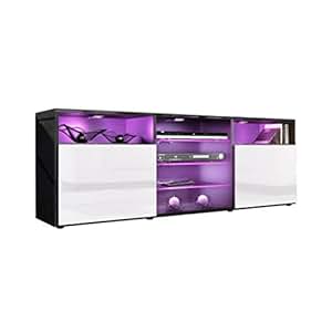 campingetrandonnee  Meuble TV bas Granada en Blanc haute brillance / Blanc