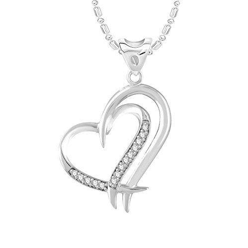 VK Jewels Double Heart Rhodium Plated Alloy CZ American Diamond Pendant with Chain for Women [VKP2752R] RS.175 (93.00% Off) - Amazon
