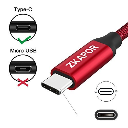 USB Type C Cable, ZKAPOR USB A to USB C Charger Cable (3ft 6ft 10ft) Nylon Braided Fast Charging and Sync Cord for Samsung Galaxy Note 8 S8 S9, LG G5 G6 V30, Google Pixel XL, Nexus 5X,Nintendo Switch