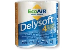 ALTIGASI Carta IGIENICA Camper E Campeggio - DELYSOFT 2 VELI - Si SCIOGLIE Facilmente Ideale per WC Chimico Sanity - 1 Confezione da 4 Rotoli
