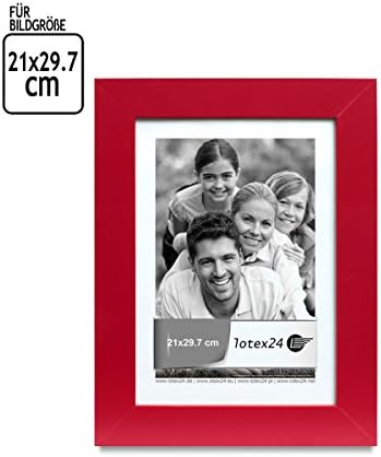 Picture frame red with glass 21 x 29,7 cm