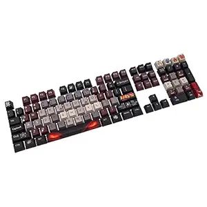 HUO JI PBT Keycaps, Sublimation Keycaps, Cross-Shaped for Mechanical Switch, Opaque, Five-Sided Printing, Color keycaps, OEM Height, 108 Keys for Mechanical Keyboards (Nine Tail)