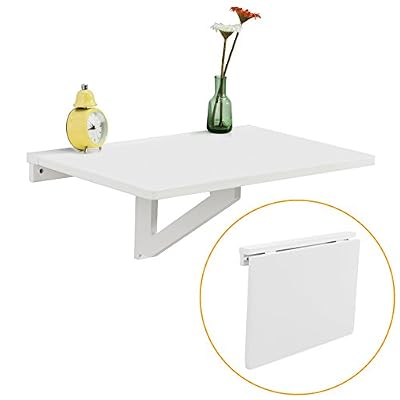 SoBuy® FWT03-W Table murale rabattable en bois, table de cuisine, table enfant, L60×P40cm -Blanc