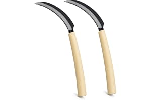 Grass Sickle with Wooden Handle, Sharp Steel Garden Sickle Tool for Cutting Grass, Weeds & Crops, Lightweight Handheld Farming Tool for Gardening, Agriculture, Lawn Maintenance & Outdoor Use