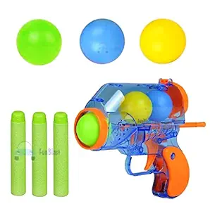 FunBlast Ping Pong Gun Toy for Kids ? Shooting Gun with 3 Foam Darts & 3 Balls for Kids, Boys, Girls ? Multicolor
