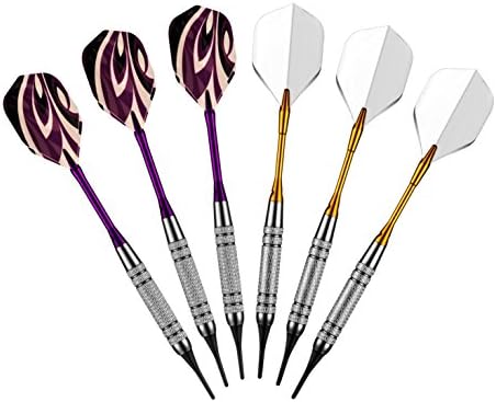 QMQ 6 Pack 17 Grams Practice Soft Tip Darts Set for Electronic Dartboard-Aluminum Shafts