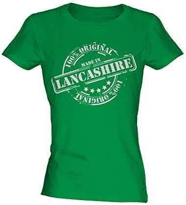 Made In Lancashire - Ladies Fitted T-Shirt Top, Size Small, Colour Fizzy Apple