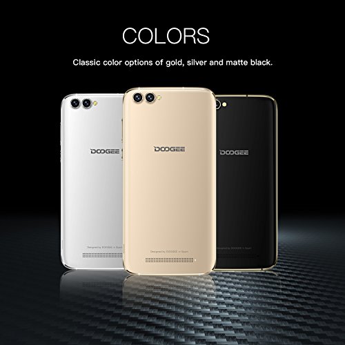 Smartphone ohne vertrag, DOOGEE X30 Dual Sim Android 7.0 Handy, 5.5 Zoll IPS HD Display, 2GB RAM + 16GB ROM, Mali 400 525MHz - Dual 5.0MP Front Kameras + Dual 8.0MP Hintere Kameras - 3360mAh - Gold